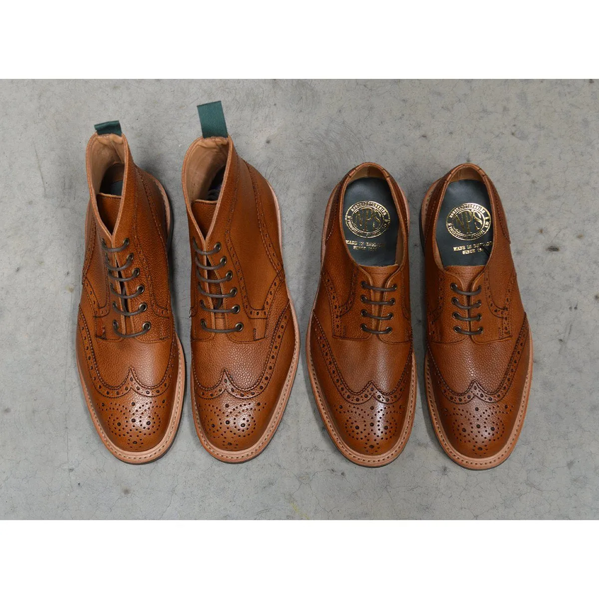 NPS HEATH Brogue Boots -Acorn Grain with Itshide Sole