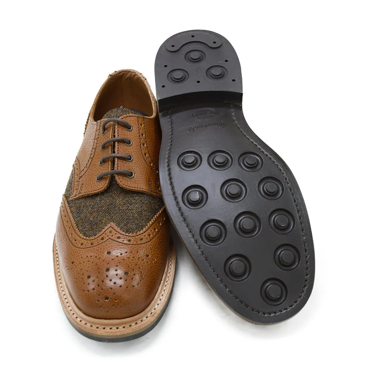 NPS WILSON Brogue Shoes - Walnut Brown Grain & Tweed