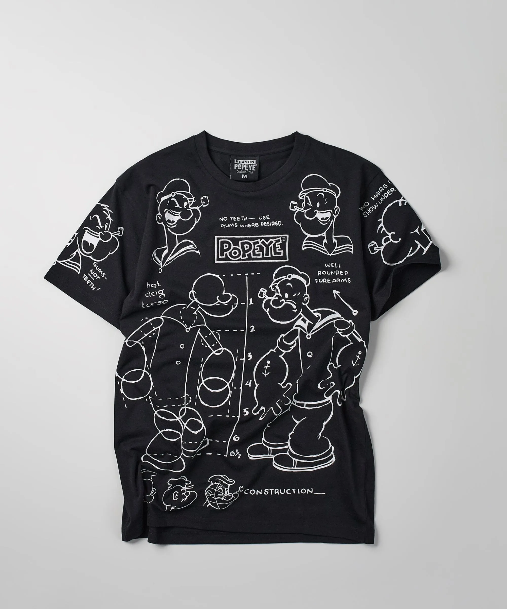 Popeye Construction Embroidered Short Sleeve Tee - Black