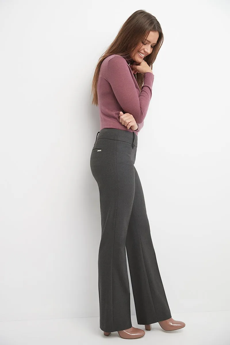 Pull-on Bootcut Trousers with Belt Loops & Tummy Control