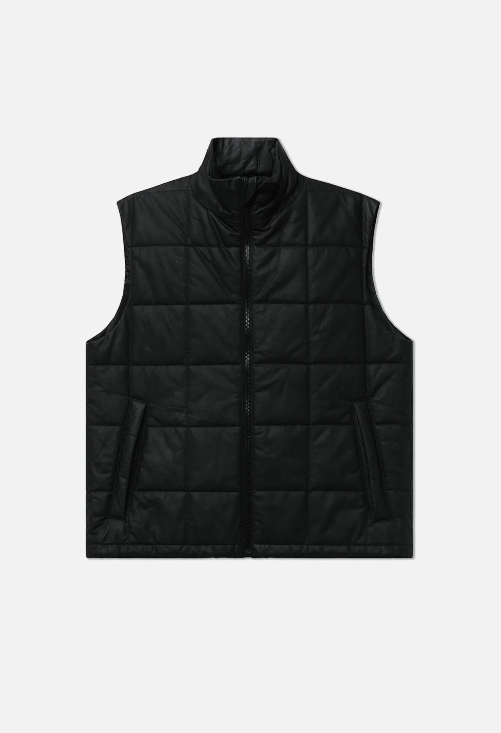 Quilted Leather Vest / Black