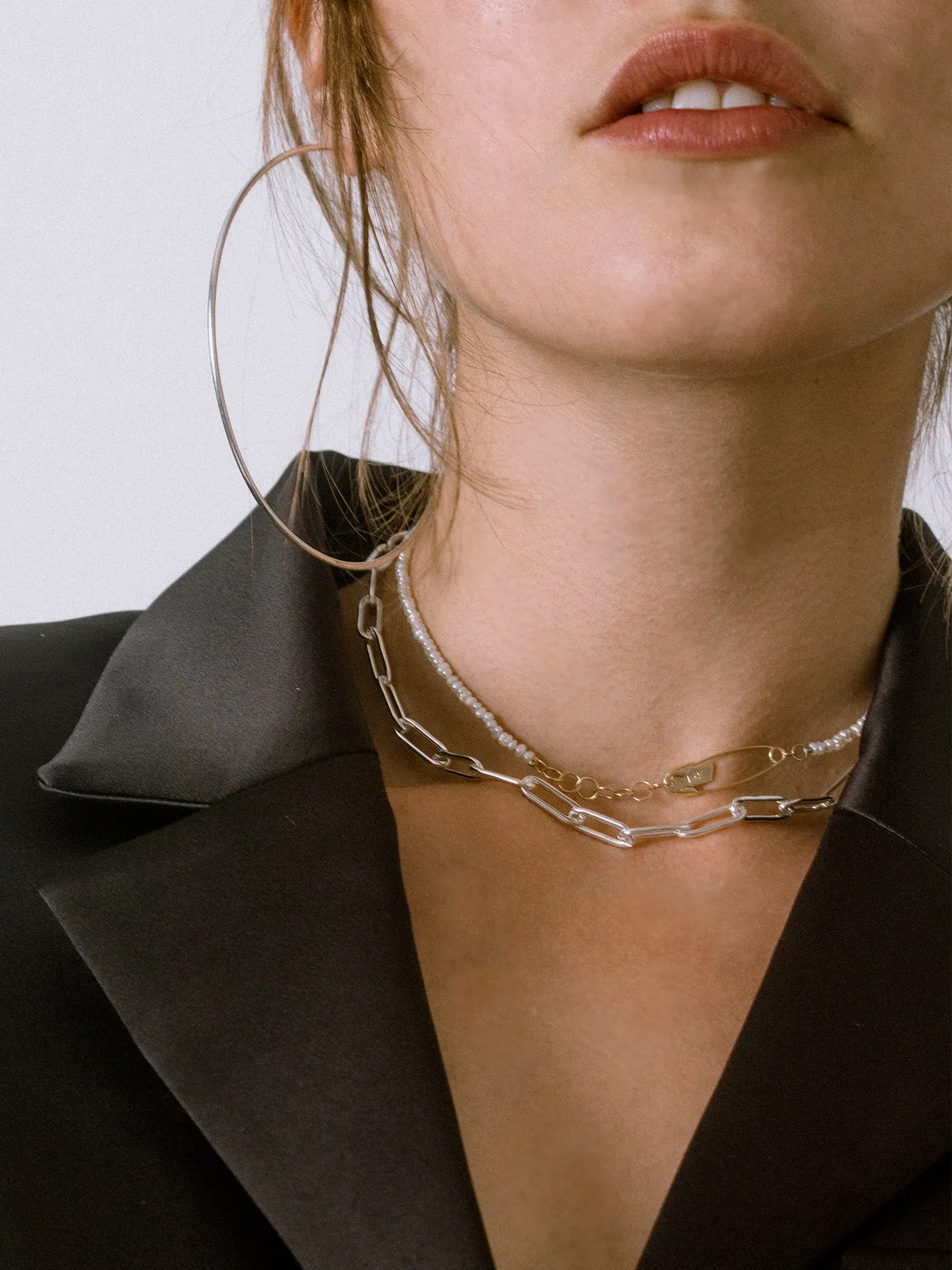 Seed Pearl Safety Pin Choker