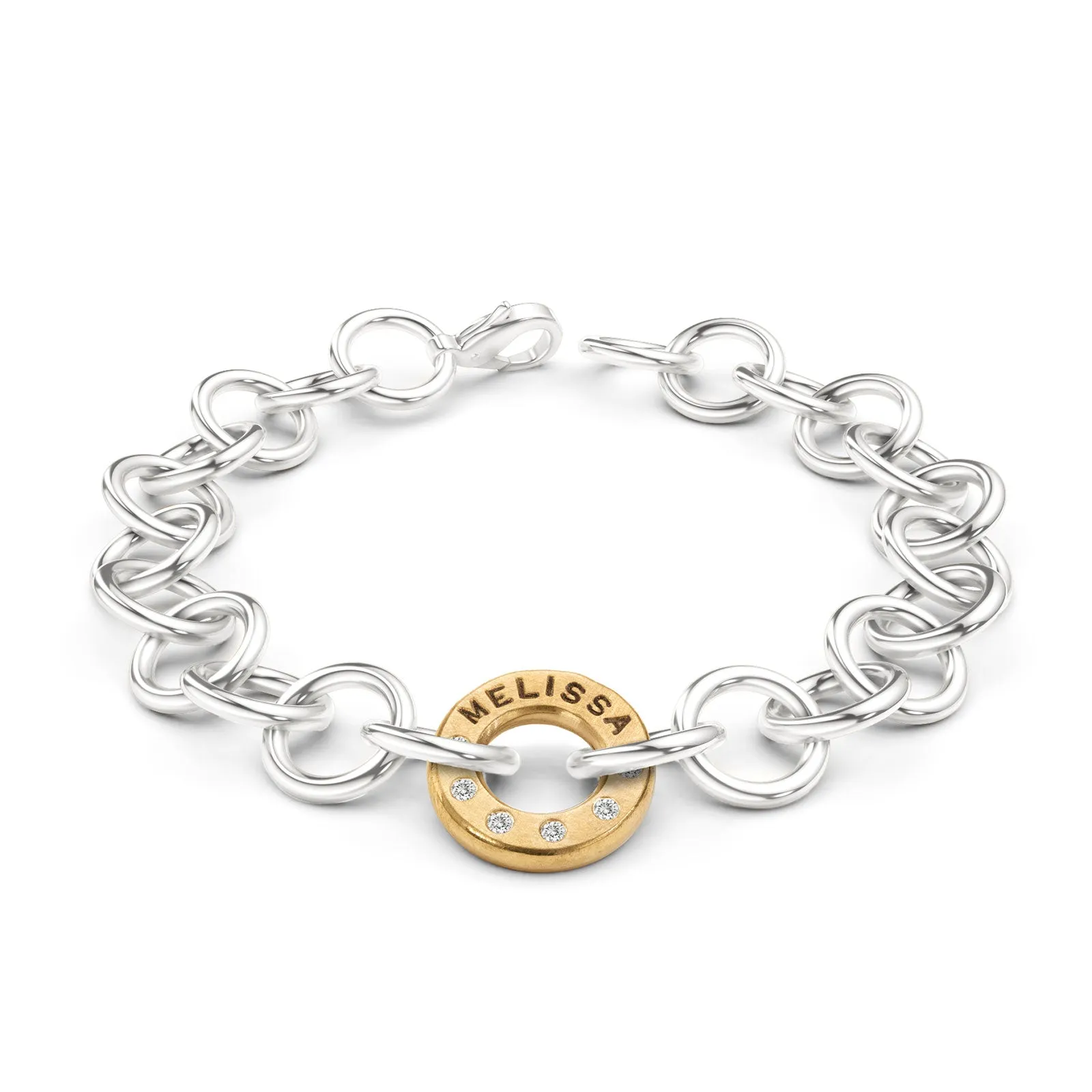 Silver & Gold Handmade Circle Chain Name Bracelet