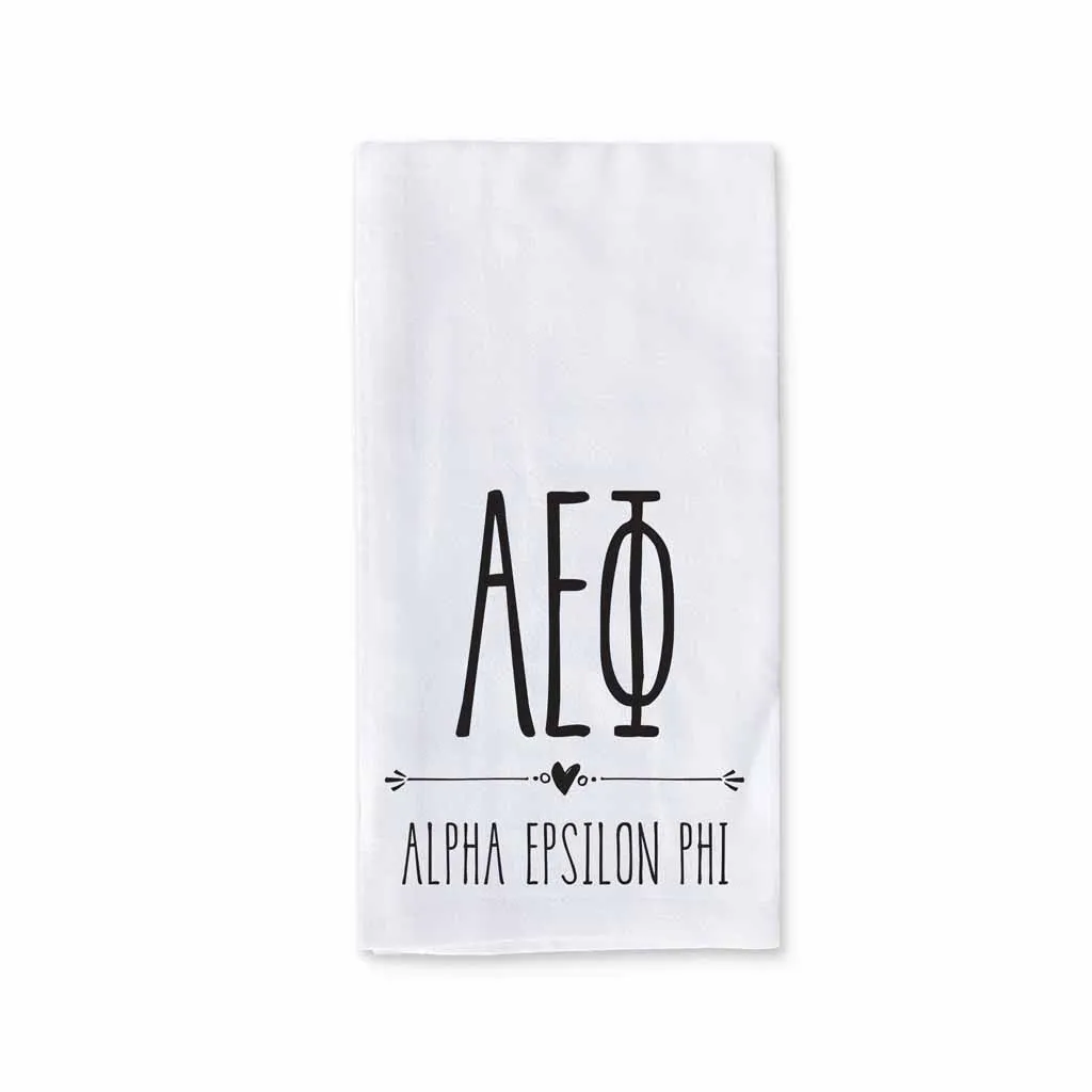 Sorority Kitchen Towel with Boho Greek Letters Design