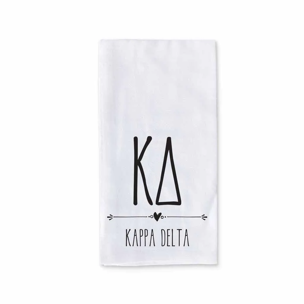 Sorority Kitchen Towel with Boho Greek Letters Design