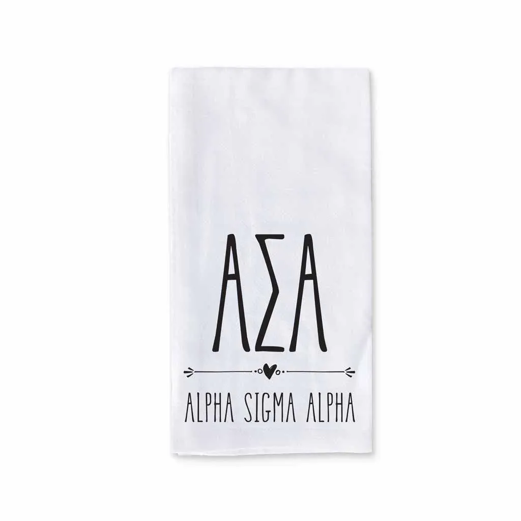 Sorority Kitchen Towel with Boho Greek Letters Design