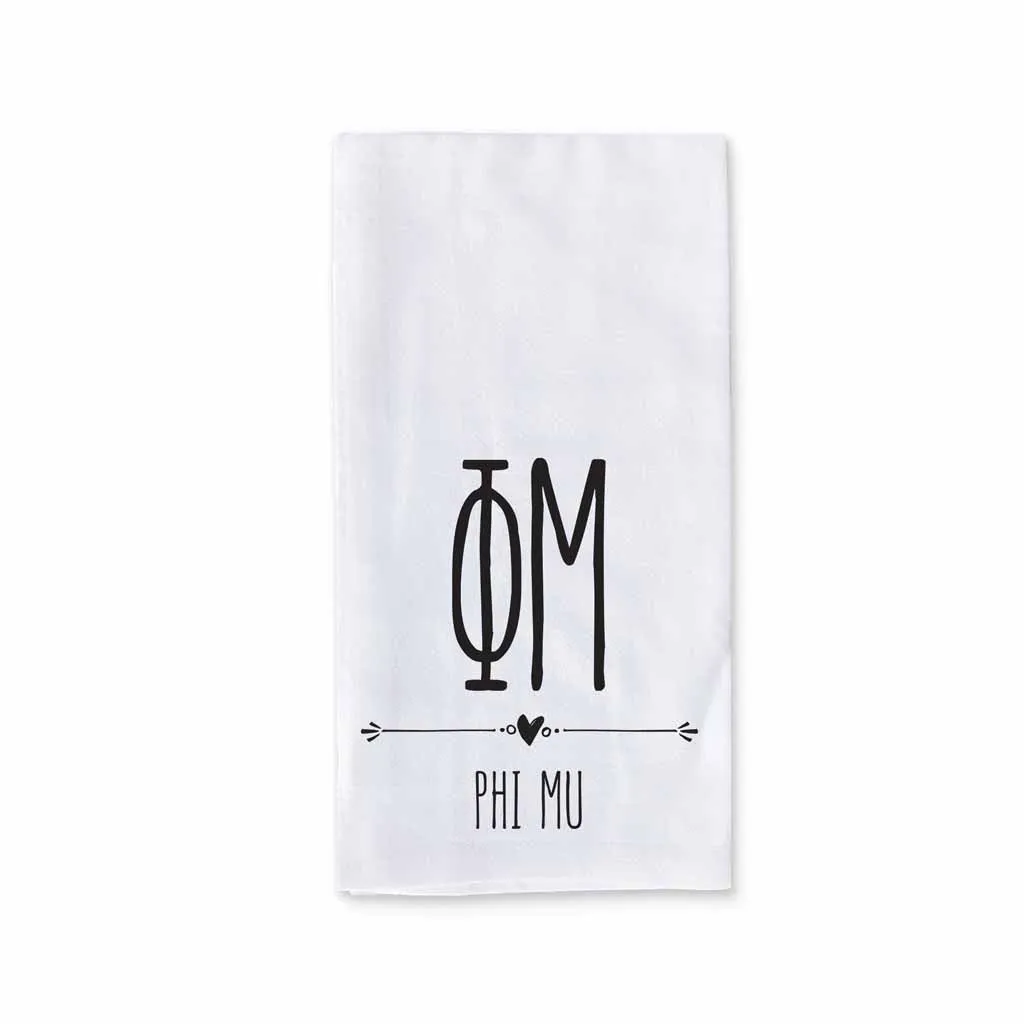 Sorority Kitchen Towel with Boho Greek Letters Design