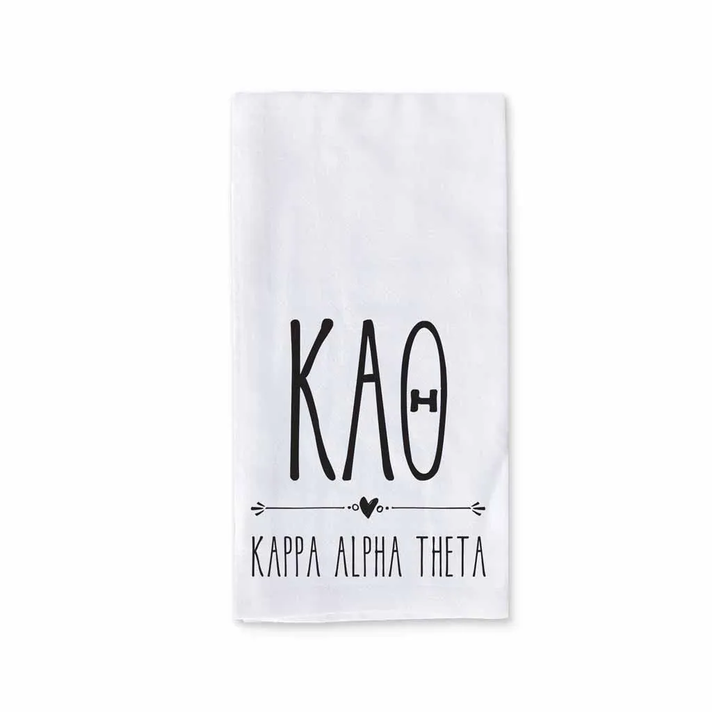 Sorority Kitchen Towel with Boho Greek Letters Design