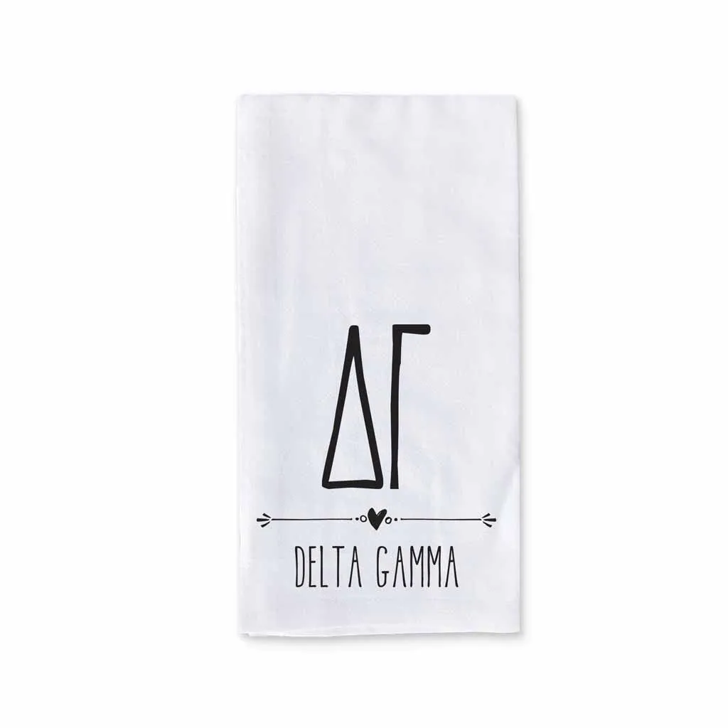 Sorority Kitchen Towel with Boho Greek Letters Design