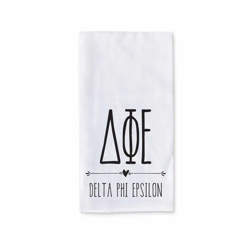 Sorority Kitchen Towel with Boho Greek Letters Design