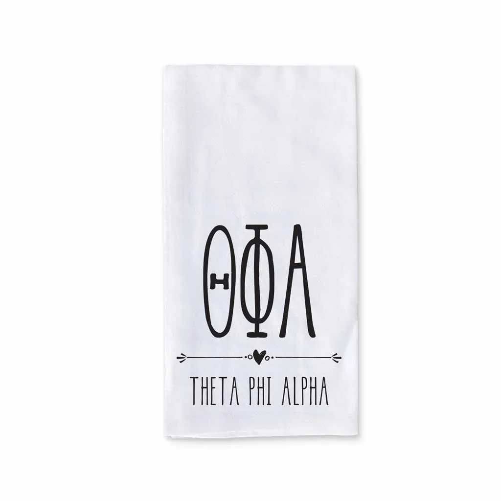 Sorority Kitchen Towel with Boho Greek Letters Design