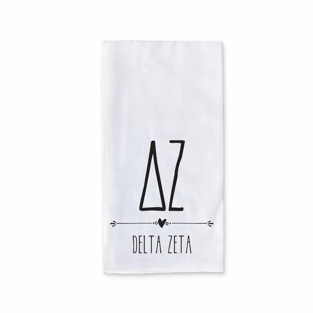 Sorority Kitchen Towel with Boho Greek Letters Design