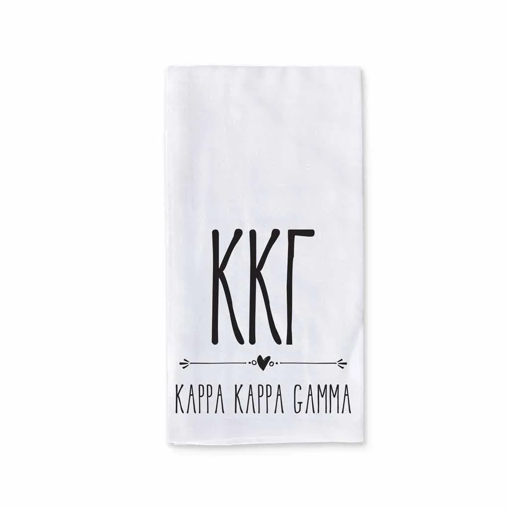 Sorority Kitchen Towel with Boho Greek Letters Design