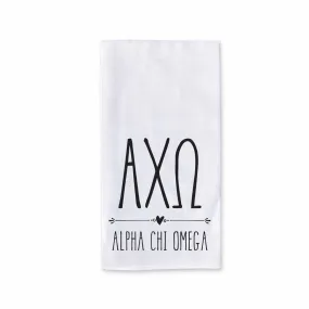 Sorority Kitchen Towel with Boho Greek Letters Design