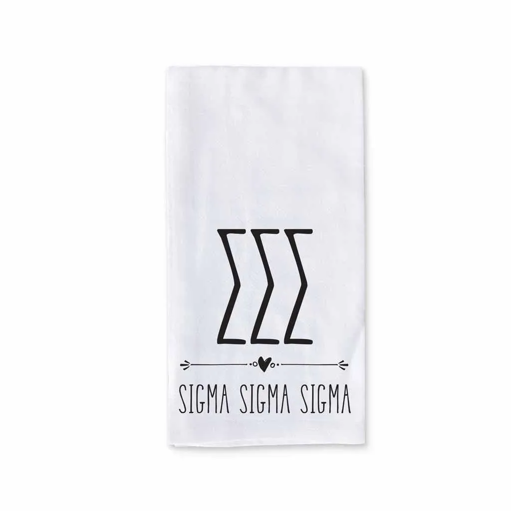 Sorority Kitchen Towel with Boho Greek Letters Design