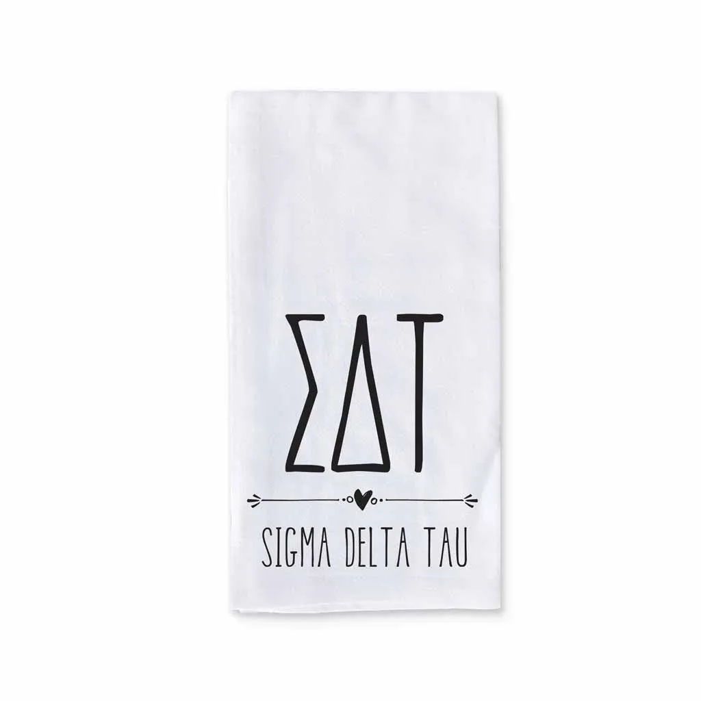 Sorority Kitchen Towel with Boho Greek Letters Design