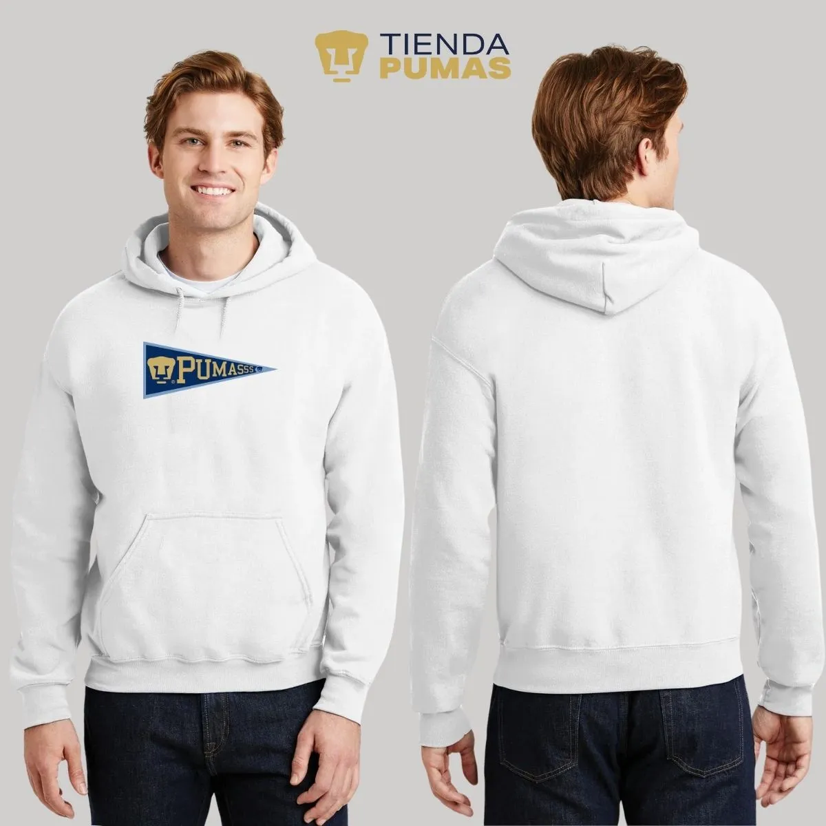 Sudadera Hombre Hoodie Pumas UNAM Banderín