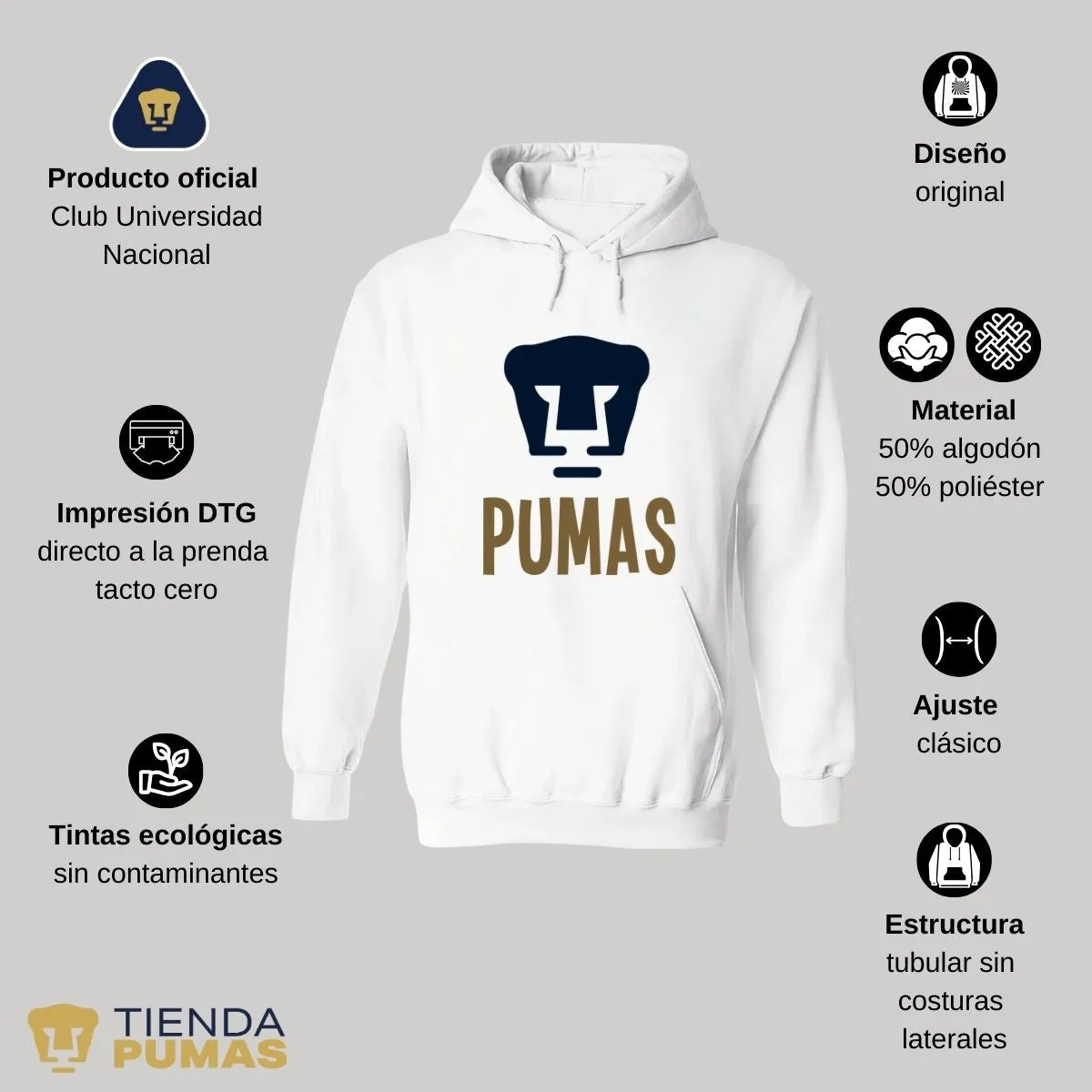 Sudadera Mujer Hoodie Pumas UNAM Logo Pumas