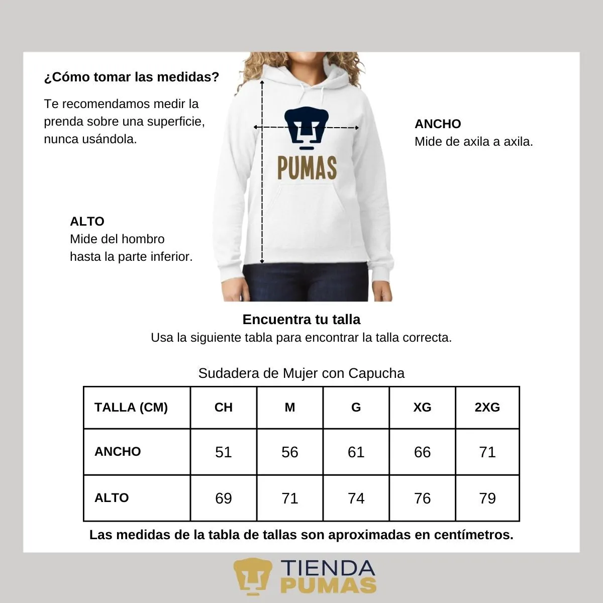 Sudadera Mujer Hoodie Pumas UNAM Logo Pumas