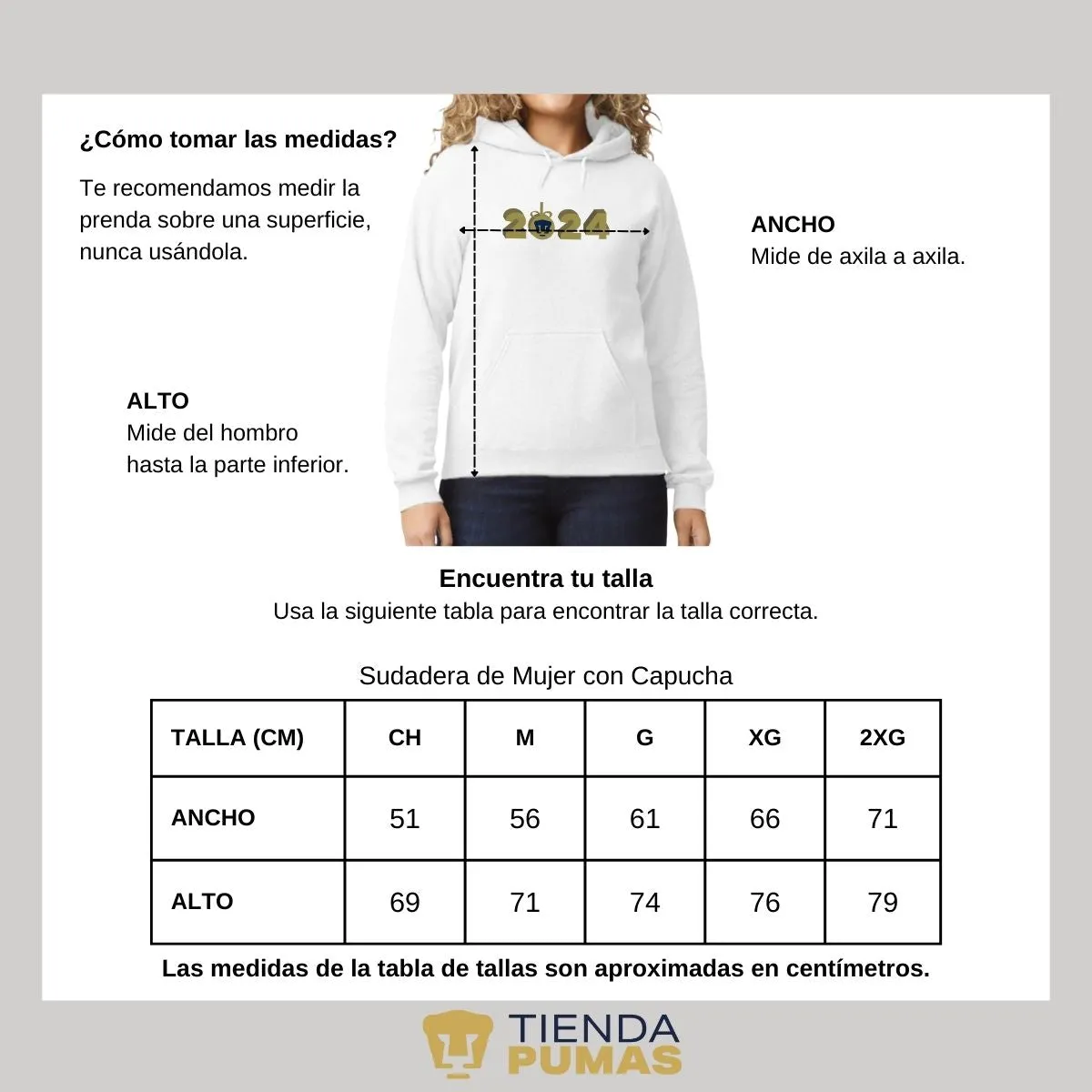 Sudadera Para Mujer Hoodie Pumas UNAM Ao Nuevo