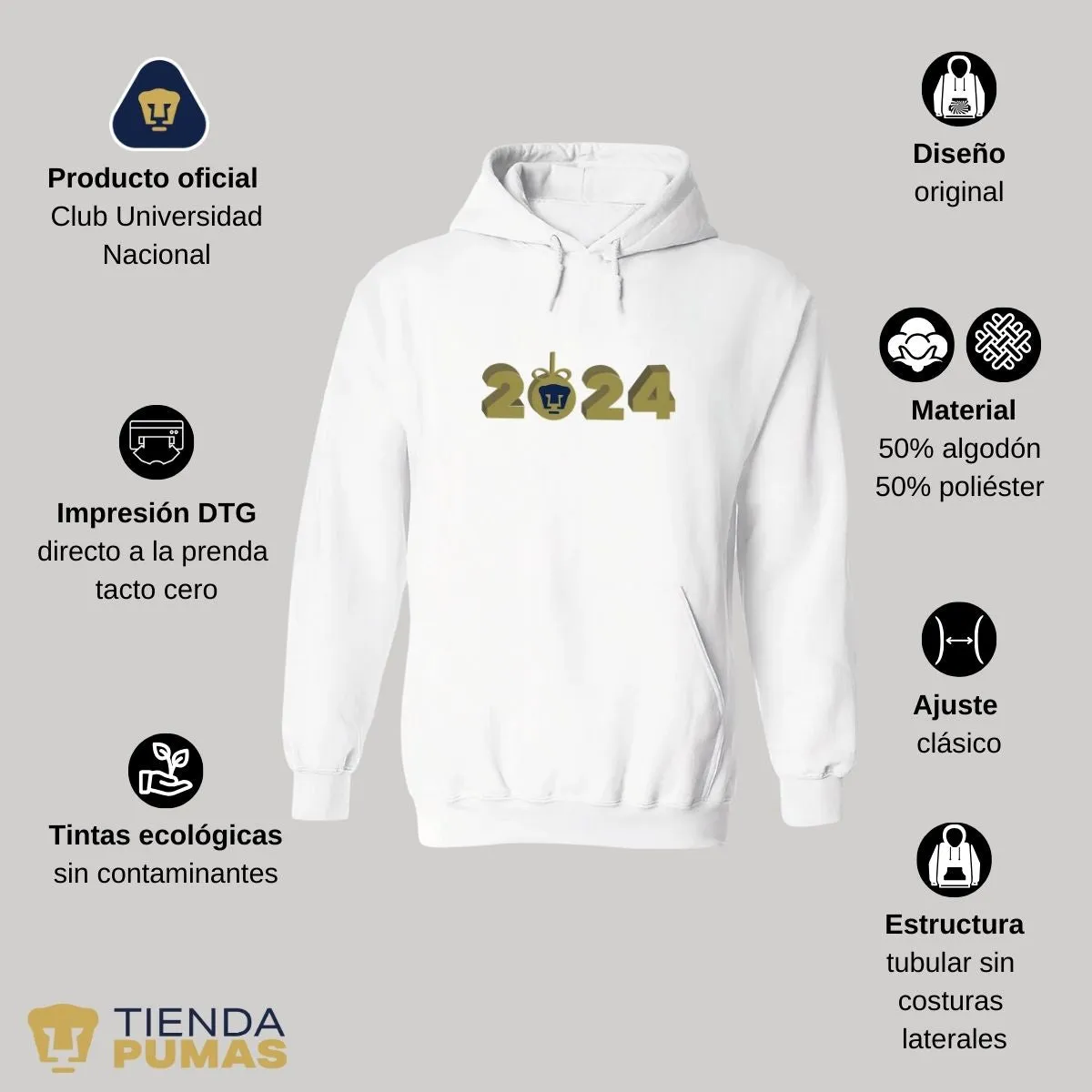 Sudadera Para Mujer Hoodie Pumas UNAM Ao Nuevo