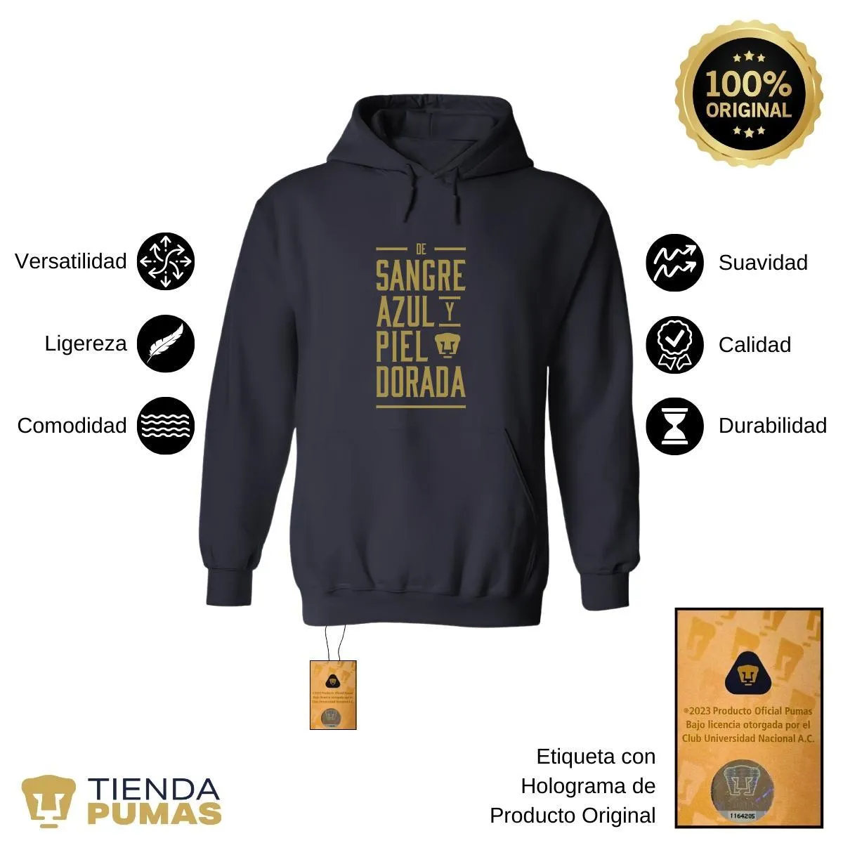 Sudadera para Mujer Hoodie Pumas UNAM De sangre azul