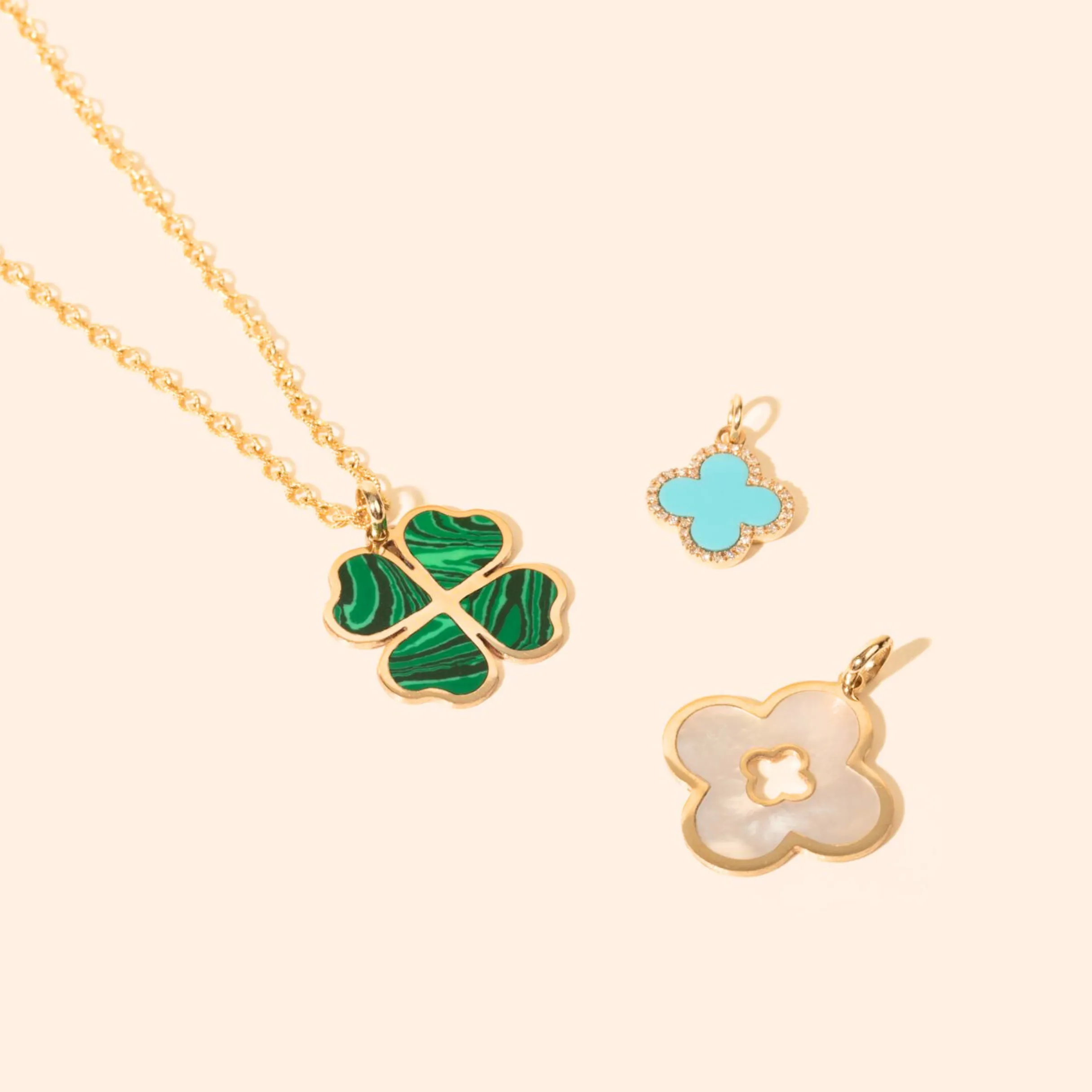 Turquoise Diamond Clover Charm