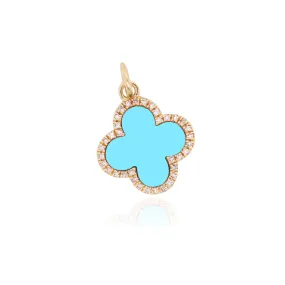 Turquoise Diamond Clover Charm