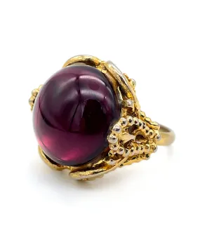 【USA輸入】ヴィンテージ バーガンディ カボション リング/Vintage Burgundy Cabochon Ring