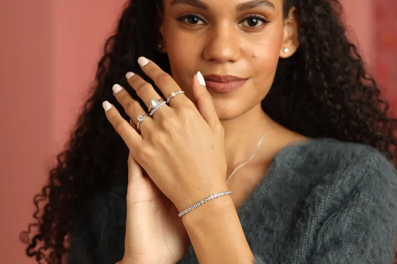 White Opal Teardrop Halo Ring